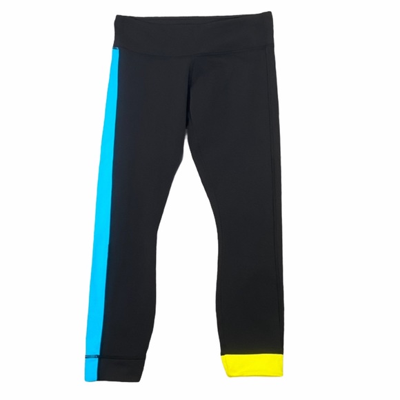 lululemon athletica Pants - Lululemon Amped Crop Colorblock blue,black yellow